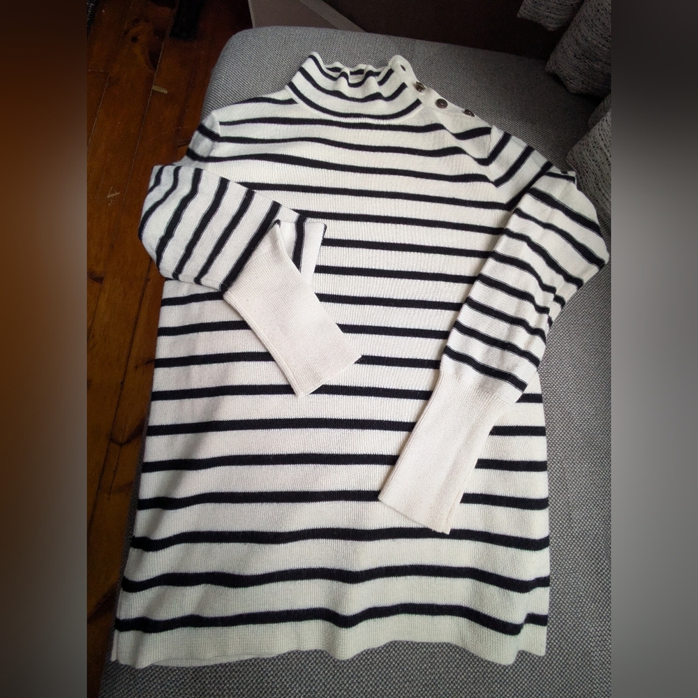J. Crew Black and White Striped Turtleneck Sweater - Picture 6 of 6